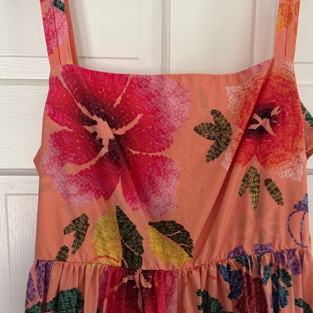 FARM Rio Floral Midi Dress - Pink and Orange